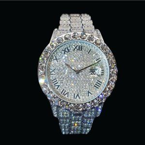 Bling Bling Iced Out Diamond Covered Roman Numeral Watch